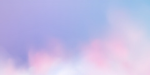 Illustration of a sky with warm orange and pink hues, scattered clouds lit by the setting sun. Depicts a peaceful sunset in late afternoon during summer or spring.  © gala