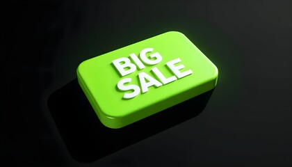 A 3D Neon Green Big Sale Button