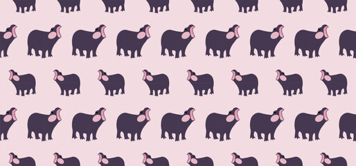 silhouettes of animals cute hippo kid