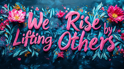 Inspirational quote with colorful floral background for motivation