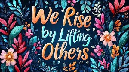 Inspirational quote surrounded by vibrant floral artwork