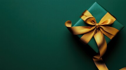 Elegant Green Gift Box with Golden Ribbon and Bow