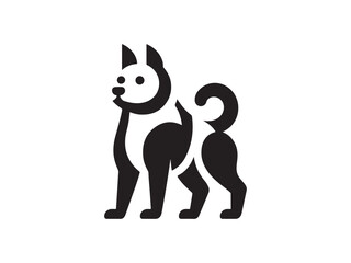Dog Logo design template. Vector illustration. Silhouette simple. Flat style. Cartoon dog logo. Animal logotype concept. 