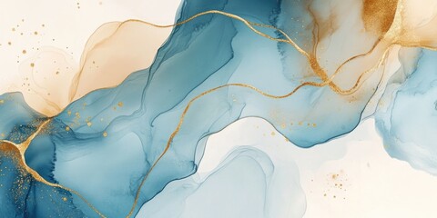 Fototapeta premium Stylish Watercolor Abstract Art with Gold Foil Accents