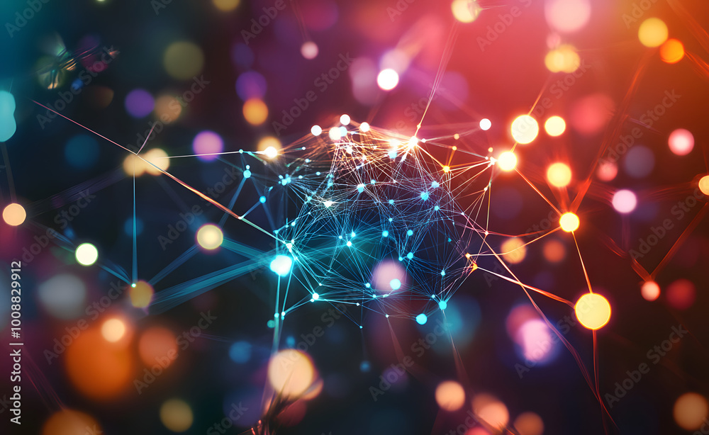 Poster artificial neural network. big data concept. artificial intelligence in the technology of the future