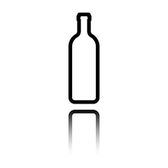 Bottle simple icon vector. Flat design. Black icon with mirror reflection. White background