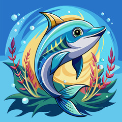 Fototapeta premium illustration of a fish in the water