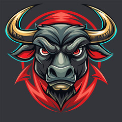 bull skull with red horns