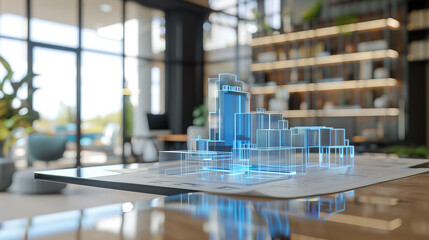 real estate development business visualization through the virtual display of 3d blue prints of a real estate project