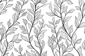 Coloring book illustration of winter foliage on broad leaved plants