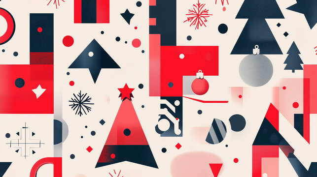 Christmas trees in minimalist geometric style for templates, cards
