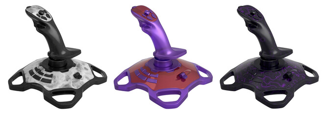 Joystick controllers for flight simulator offer incredibly immersive gaming experiences isolated on white background with clipping path