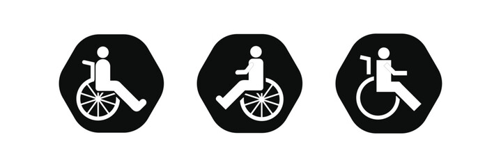 Handicap icon Sign set in black and white.