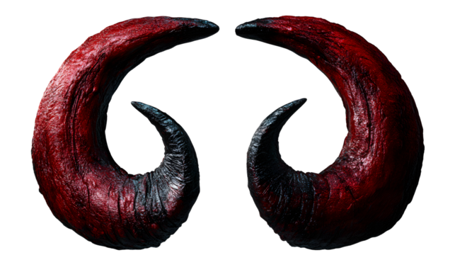 Halloween red devil horns. Cutout satan character horns design element