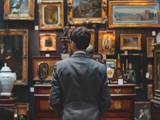 Businessman Attending Exclusive Auction to Acquire Valuable Assets