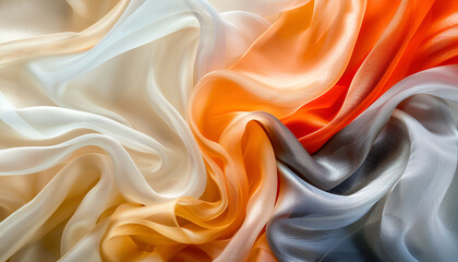 Obraz premium Set with samples of different delicate silk fabrics. Banner design