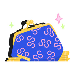 Savings wallet with coins around