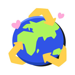 Planet Earth and the sign of recycling