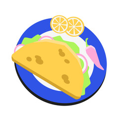 Taco with chili pepper and lemon