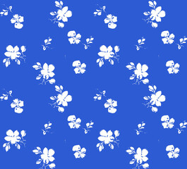 Seamless wlue and White floral pattern tile for fabric, giftwrap and wallpaper