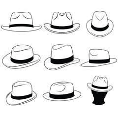 Set of panama hats vector illustration
