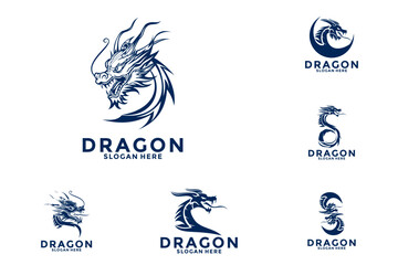 Set of Dragon Logo Icon, Dragon Logo Template, Dragon logo Vector illustration collections