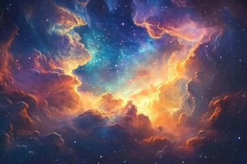 Obraz premium Amazing nebula and space background universe colors clouds.
