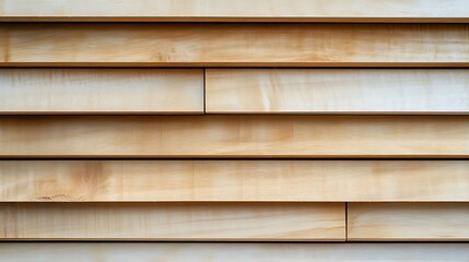  Wooden wall consisting of wooden horizontal slats. Texture of maple panels for building facade design. Modern timber for the construction of fences, partitions and cladding. 