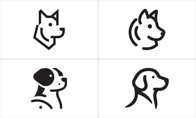 Set of Dog Logo Design Icon Symbol Vector Template. Dog Head Logo Vector Illustration. Silhouette simple. Animal Logotype concept.