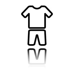 Clothes simple icon, vector. Flat design. Black icon with mirror reflection. White background