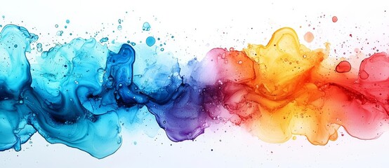 Obraz premium Art Abstract paint blots background. Alcohol ink blue colors. Marble texture. Horizontal long banner. , isolated on white background, , copy space for text,