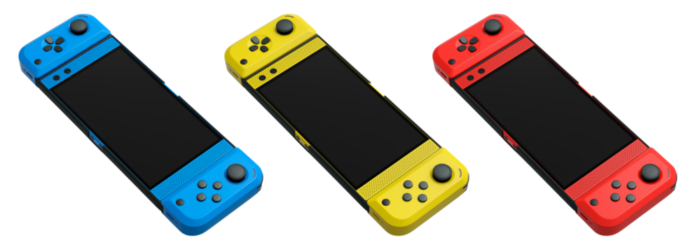 Realistic video game controllers console attached to mobile phone isolated on white background with clipping path