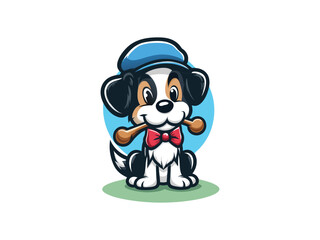 Charlie Dog logo design. Cartoon dog face. Colorful dog logo design template. Vector illustration Animal logotype concept.