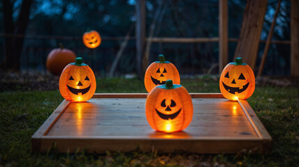 Spooky Pumpkin Bean Bag Toss Game for Halloween Fun