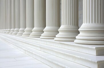 Fototapeta premium The row of classical columns with steps , isolated on white background, , copy space for text,
