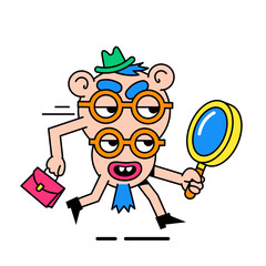 Businessman searching with magnifying glass