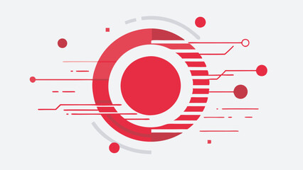 Obraz premium Abstract background red circle surrounded by design elements. Bright, digital theme, possibly related to blogging.