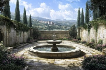 An anime cinematic scene blending urban and suburban landscapes with natural elements and fantasy architecture, creating an exciting adventure in a visually captivating world