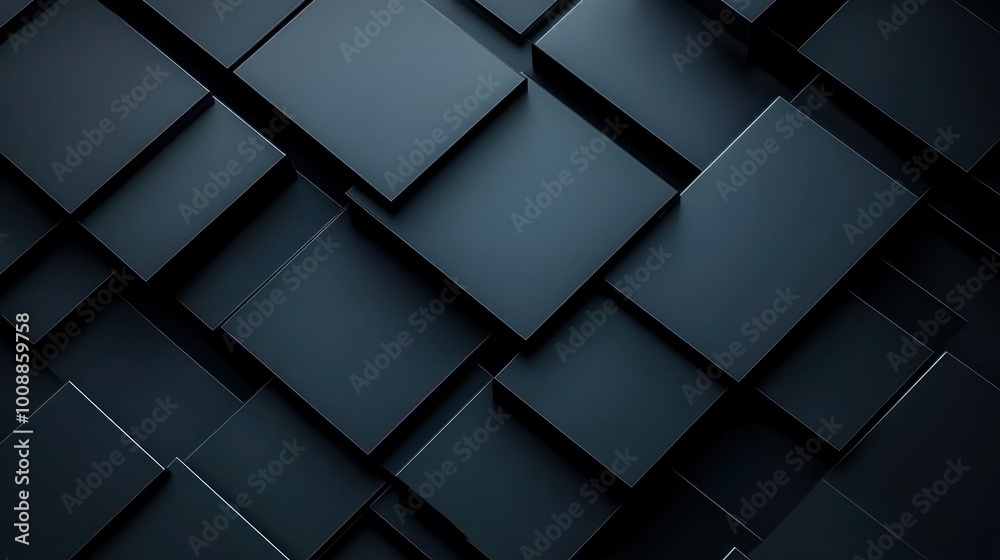 Poster Abstract Pattern of Overlapping Black Squares