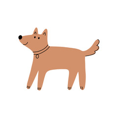 Cute Dogs illustration in doodle style. Outline hand drawn print. Pet, animals