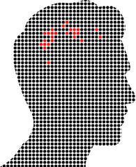 Vektor Silhouette - Kopf vom Mann im Profil - Punkte Signale Muster - Hirnforschung und Psychologie - Verhalten © fotografiedk