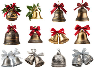 Collection of christmas decoration object isolated on transparent background