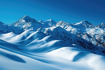 Frost-covered mountain peaks, bright winter light casting long shadows Winter  Frost  Scenery, Majesty