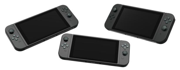 Realistic video game controllers console attached to mobile phone isolated on white background with clipping path