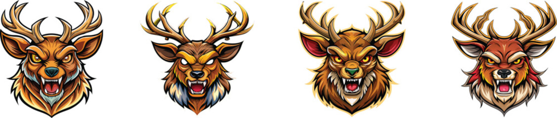 Angry deer face mascot logo vector 