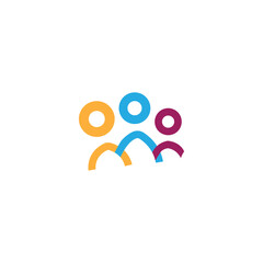 Three people human family team together beautiful colorful icon vector logo