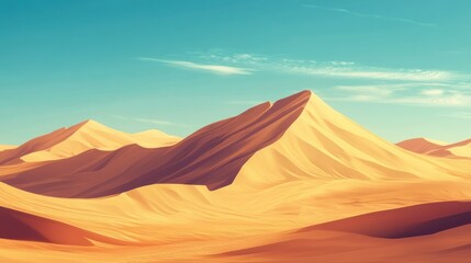 A View of Rolling Sand Dunes Under a Blue Sky