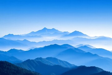 Fototapeta premium Blue Mountains Under a Clear Sky