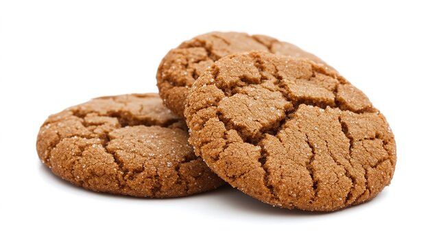 Deliciously spiced gingersnap cookies arranged beautifully on a rustic wooden plate. These traditional cookies feature a rich blend of ginger, cinnamon, and molasses, giving them a warm, 