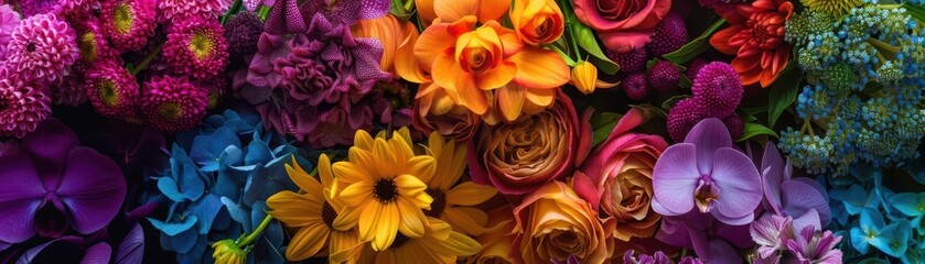 Market flowers in vibrant colors, inviting and fresh, Urban, Bright hues, Photograph, Floral abundance